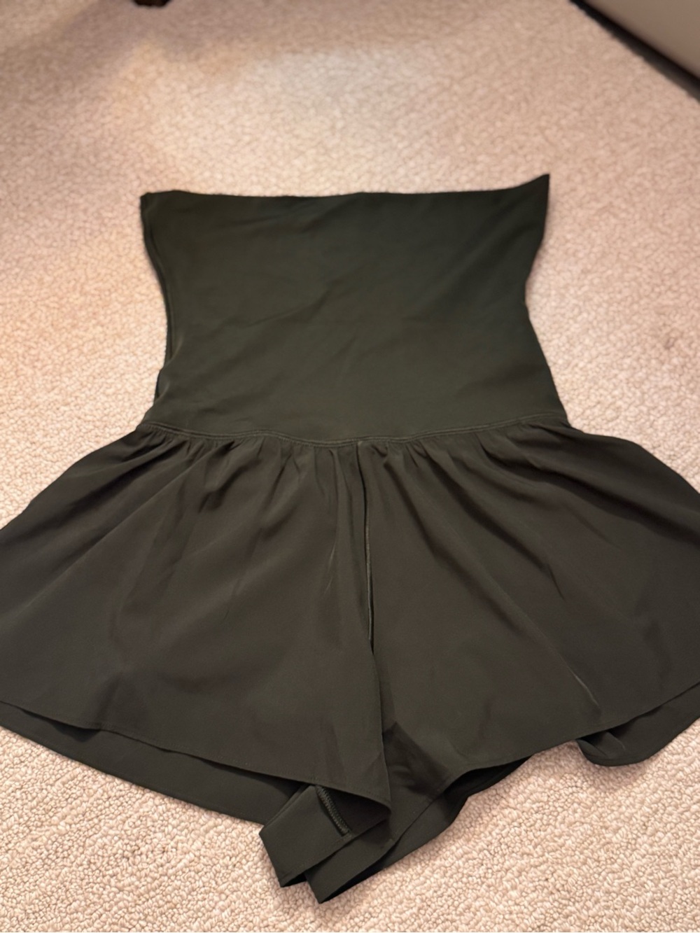 aerie Olive Green High-Waist Skort-Style Shorts
